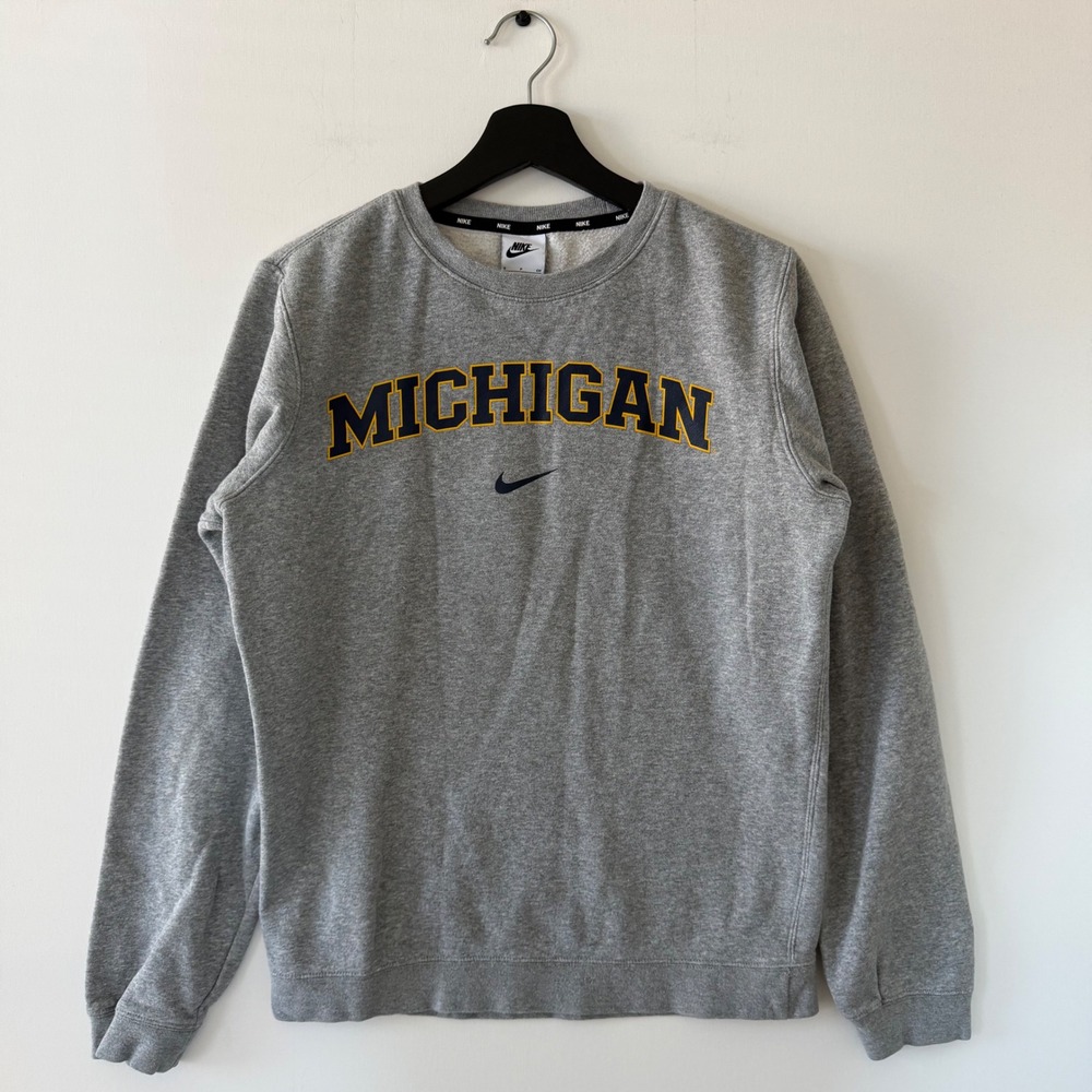 Nike Michigan Wolverines Crewneck Sweatshirt Gray Womens Small
